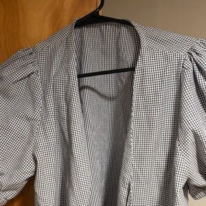Target Black and White Gingham Puff Sleeve Blouse